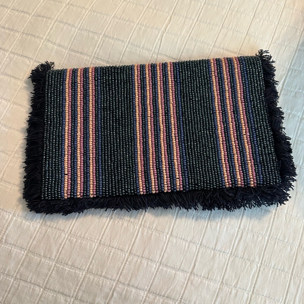 Striped Fringe Clutch